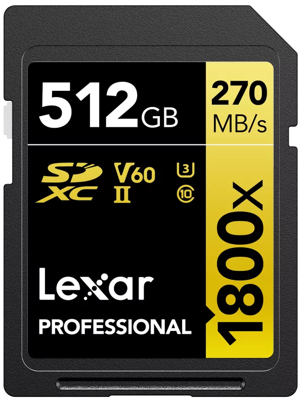 Lexar Professional 1800x SDXC U3 (V60) UHS-II R270/W180 512GB